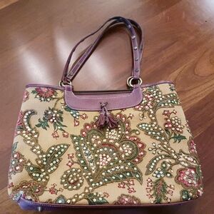 Isabella Fiore jeweled and beaded paisley canvas purse "Marrakesh"